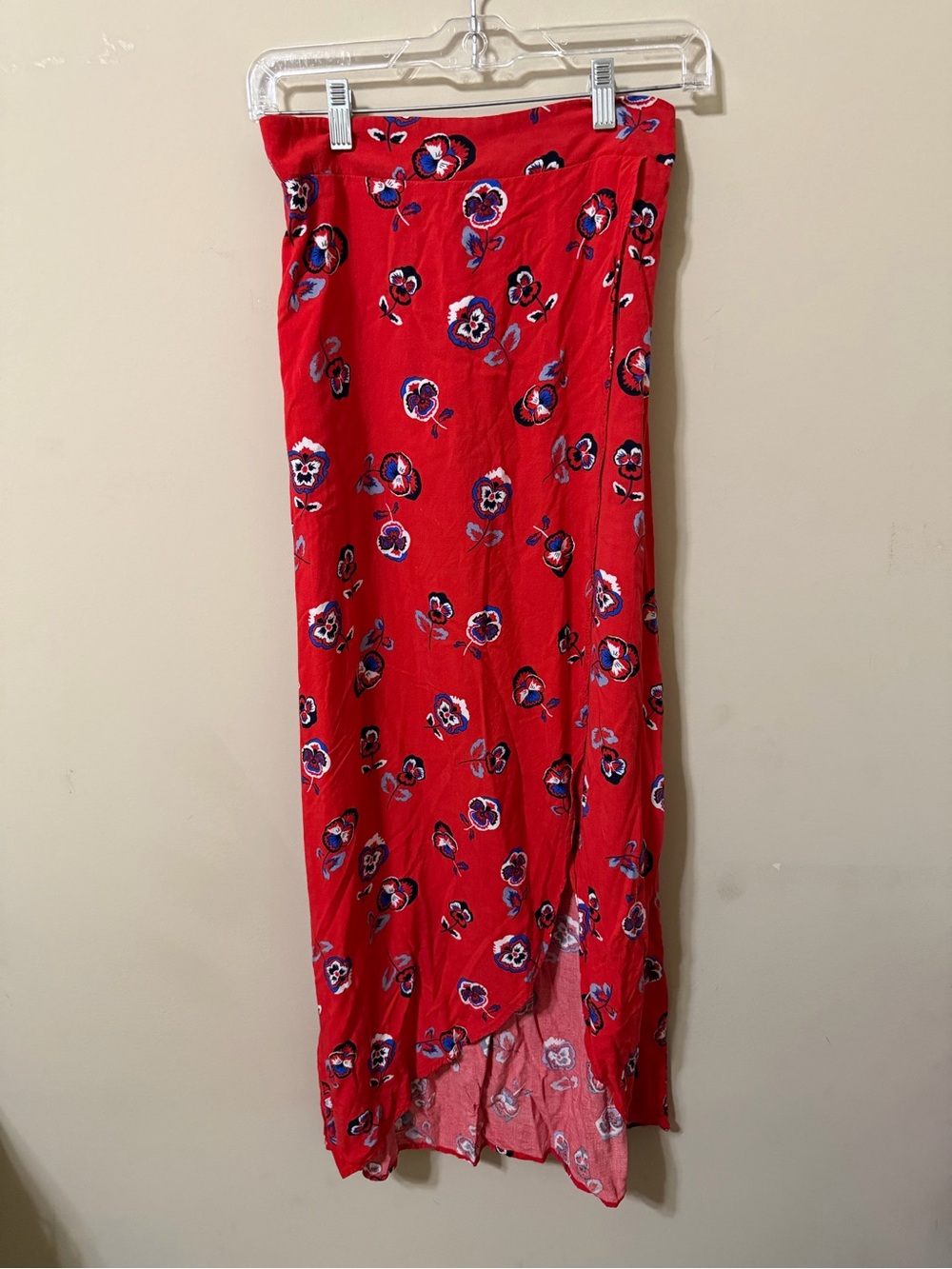 Express small wrap maxi Red Floral Maxi Skirt comfort waist